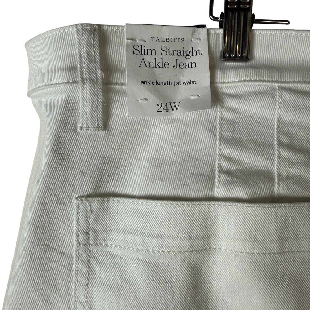 NWT Talbots Slim Straight Ankle Jean White Women 24W Plus Size Stretch Denim - Picture 4 of 6